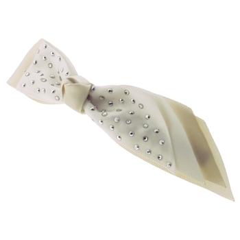 Juko - Crystal Encrusted Knotted Bow Barrette - White (1)