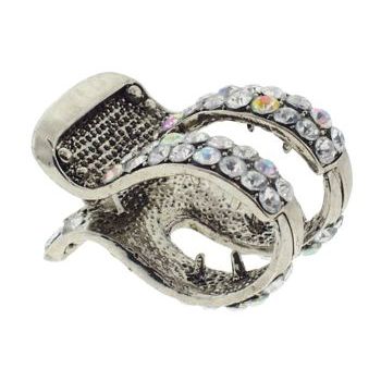 Karina - Crystal Two Prong Claw Clip - Silver