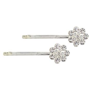 Karina - Crystal Flower Hair Pins - White