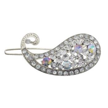 Karina - Crystal Paisley Jean Wire Barrette - Silver