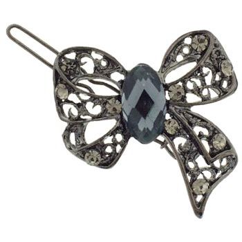 Karina - Black Diamond Stone Bow Jean Wire Barrette (1)