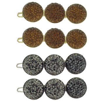 Karina - Large Stone Jean Wire Barrettes - Pewter/Amber