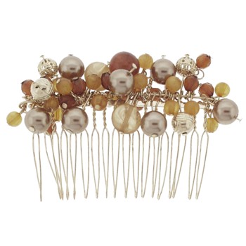 Karina - Beaded Metal Side Comb - Topaz & Gold (1)