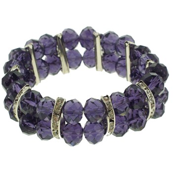 Karina - Stone & Crystal Pony/Bracelet Cuff - Purple Amethyst