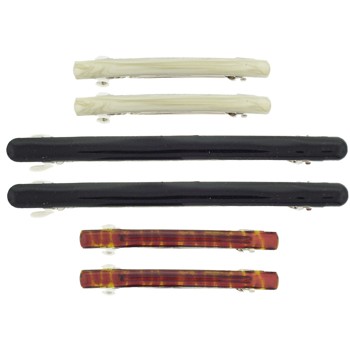 Karina - Slim Barrettes Set - Tort, Black, Ivory