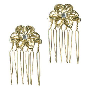 Karina - Gold Filigree Crystal Flower (2) - All Sales Final