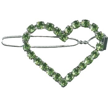 Karina - Heart Barrette - Peridot (1) - All Sales Final