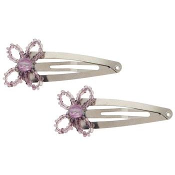 Karina - Med Sleeper Beaded Flower Clips - Light Amethyst