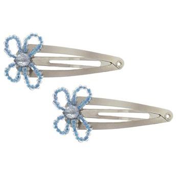 Karina - Med Sleeper Beaded Flower Clips - Light Blue