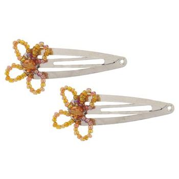Karina - Med Sleeper Beaded Flower Clips - Amber