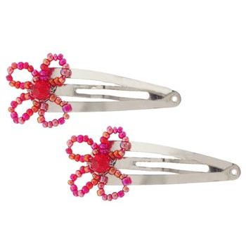Karina - Med Sleeper Beaded Flower Clips - Red