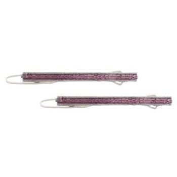 Karina - Beaded Straight Line Barrettes - Amethyst