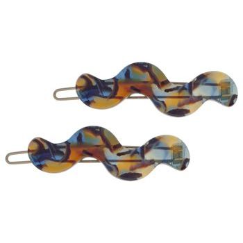 Karina - Wavy Barrettes - Blue Mix