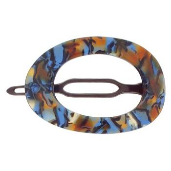 Karina - Oval Barrette with Plastic Closure - Blue Mix