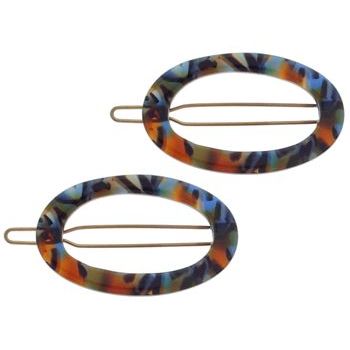 Karina - Oval Thin Barrettes - Blue Mix