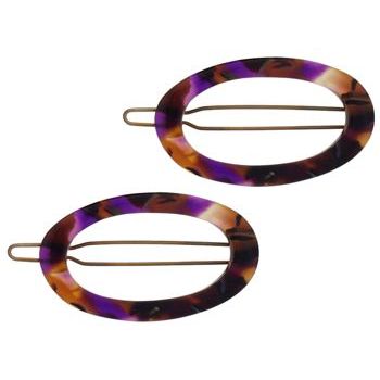 Karina - Oval Thin Barrettes - Purple Mix