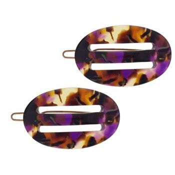 Karina - Oval Cut-Out Barrettes - Purple Mix