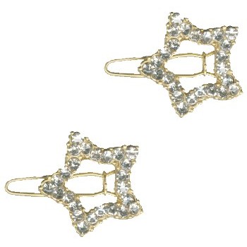 Karina - Gold Crystal Barrettes- Star