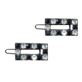 Karina - Black Crystal Barrettes - Square (2) - All Sales Final