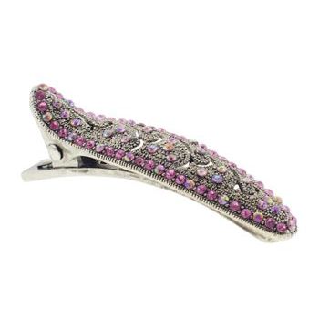 Karina - Small Rhinestone Alligator Clip - Pink