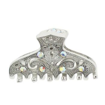 Karina - Small Silver Metal Rhinestone Claw