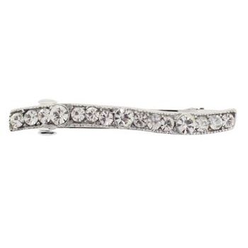 Karina - Skinny Curved Crystal Barrette - Silver (1)