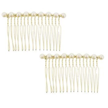 Karina - Gold Pearl Metal Side Combs - (2)