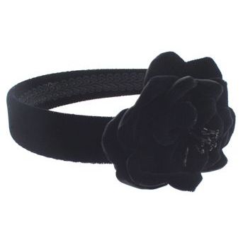 Karin's Garden - Velvet Cabbage Rose Headband - Black (1)