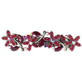 Karen Marie - Majestic Floral Inspired Barrette - Ruby Red (1)