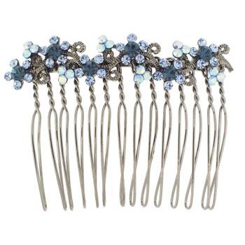 Karen Marie - Crystal Flower Vine Comb - Blue (1)