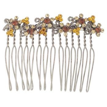 Karen Marie - Crystal Flower Vine Comb - Topaz (1)