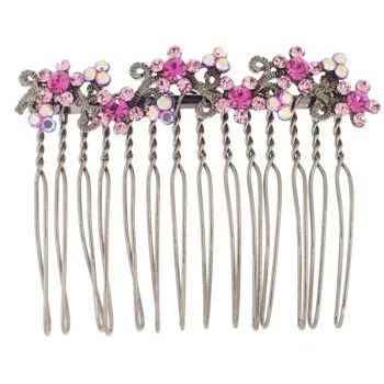 Karen Marie - Crystal Flower Vine Comb - Rose (1)