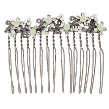 Karen Marie - Crystal Flower Vine Comb - White (1)