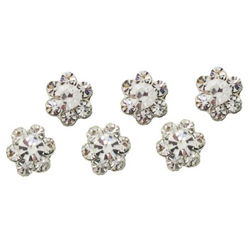 Karen Marie - Rhinestone Flower Hair Snaps - White Diamond (6)