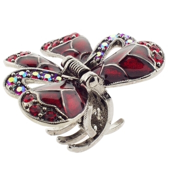 Karen Marie - Swarovski Mini Crystal Bow Claw Clip - Cherry Red (1)