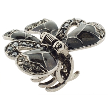 Karen Marie - Swarovski Mini Crystal Bow Claw Clip - Smoke Black (1)