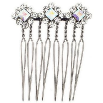 Karen Marie - Flower Trio Wire Tooth Crystal Comb - White (1)