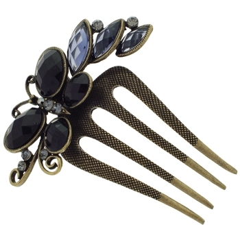 Karen Marie - Colossal Gem Butterfly French Twist Comb - Onyx & Smoke (1)