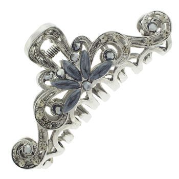 Karen Marie - Swirl Crystal & Enamel Jaw - Smoke (1)