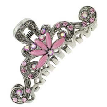 Karen Marie - Swirl Crystal & Enamel Jaw - Pink (1)