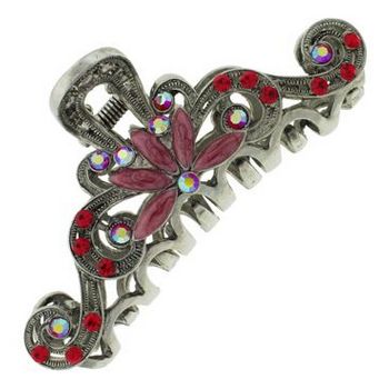 Karen Marie - Swirl Crystal & Enamel Jaw - Red (1)