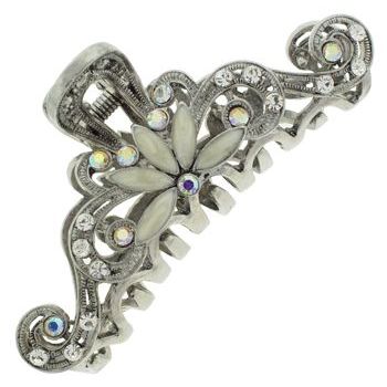 Karen Marie - Swirl Crystal & Enamel Jaw - White (1)