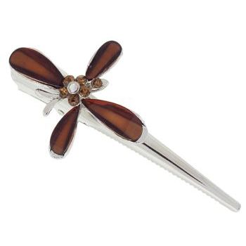 Karen Marie - Enamel Glass Butterfly Jaw Clip - Chocolate (1)