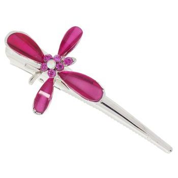 Karen Marie - Enamel Glass Butterfly Jaw Clip - Fuchsia (1)