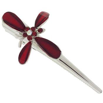 Karen Marie - Enamel Glass Butterfly Jaw Clip - Ruby Red (1)