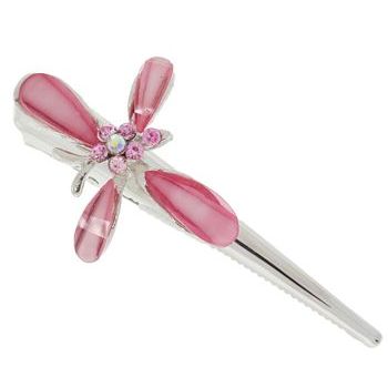 Karen Marie - Enamel Glass Butterfly Jaw Clip - Baby Pink (1)