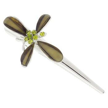 Karen Marie - Enamel Glass Butterfly Jaw Clip - Moss Green (1)