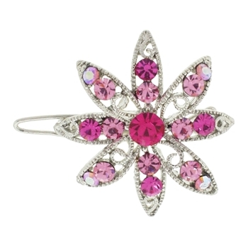 Karen Marie - Small Northern Star Crystal Barrette - Pink (1)