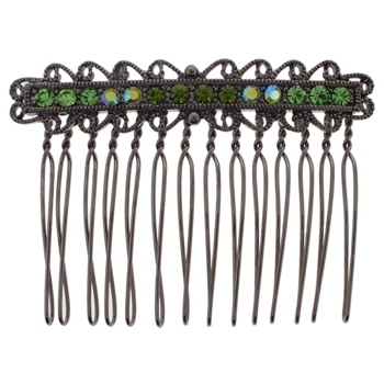 Karen Marie - Antique Wire Tooth Crystal Comb - Olivine (1)