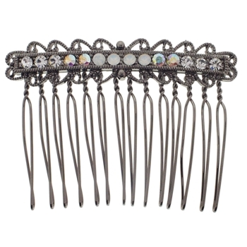 Karen Marie - Antique Wire Tooth Crystal Comb - White (1)